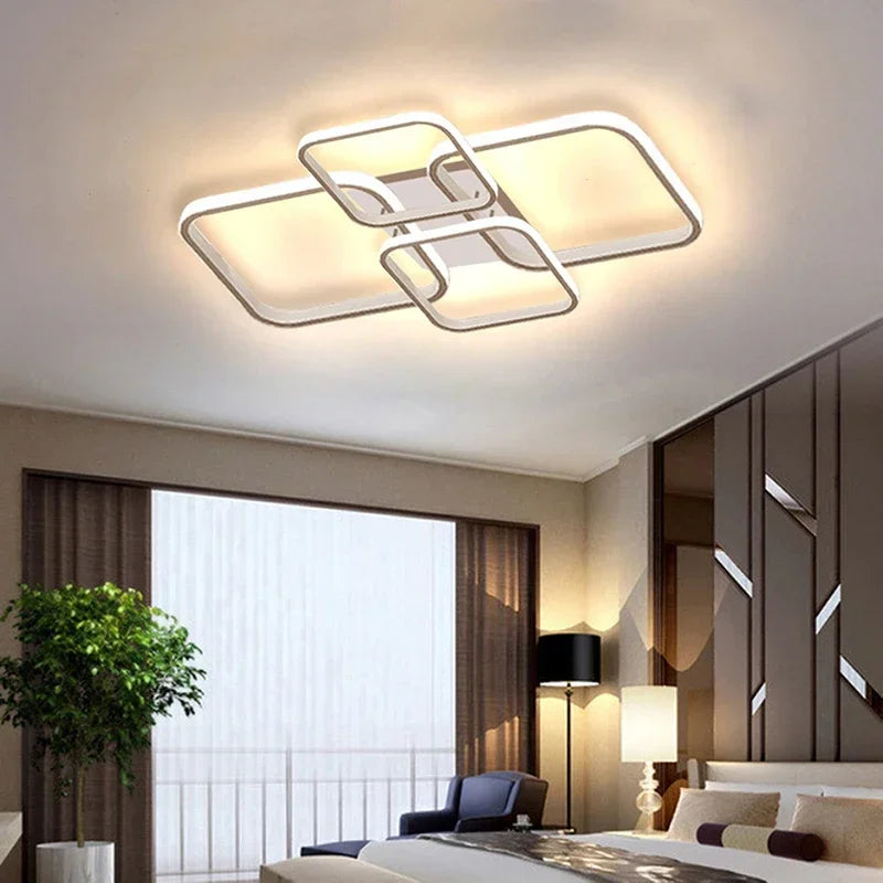 DecorBites™ LED Ceiling Light 4 Rings 78W Square for Living Room Bedroom Bar