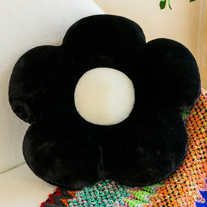 Decobites Flower Cushion Sofa Pad Black White Lumbar Support Pillow Room Decor