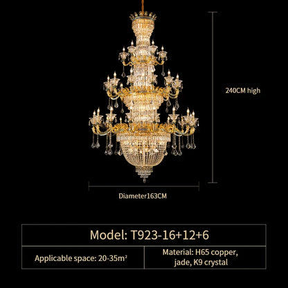 Lámpara de araña de cristal de lujo DecorBites™: Elegante candelabro de cobre para salón y comedor