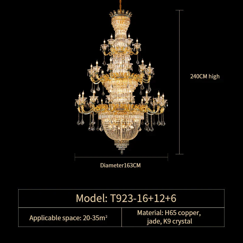 Copper Crystal Chandelier 34-Head D163cm