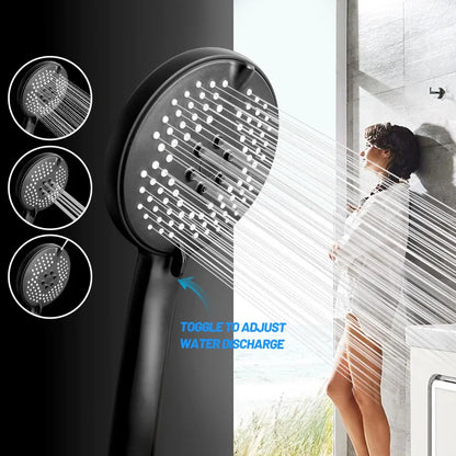 رأس دش DecorBites™ 3 في 1 لتعزيز الضغط مع قاعدة خرطوم - إنتاجية مياه كبيرة