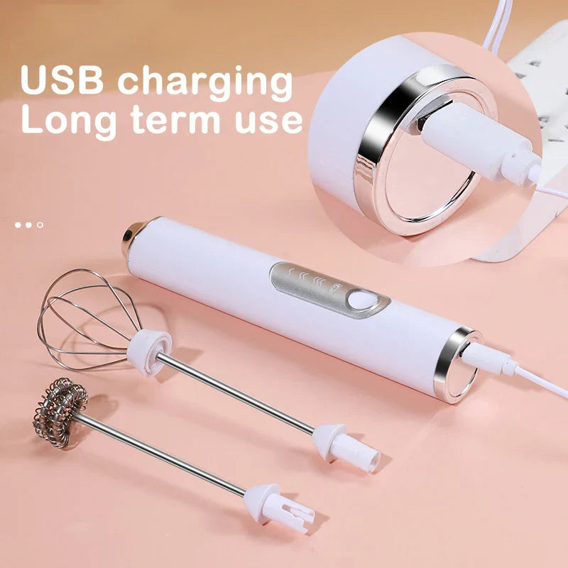 DecorBites™ Electric Milk Frother Mixer 3-Speeds Whisk Blender Foamer Egg Beater