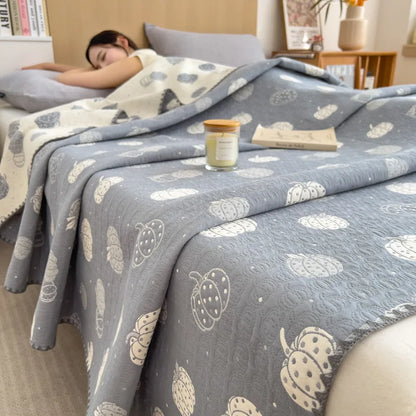 بطانية منشفة قطنية من DecorBites™، لحاف رقيق مطبوع عليه نقشة ريفية - مفرش سرير فاخر قابل للتهوية