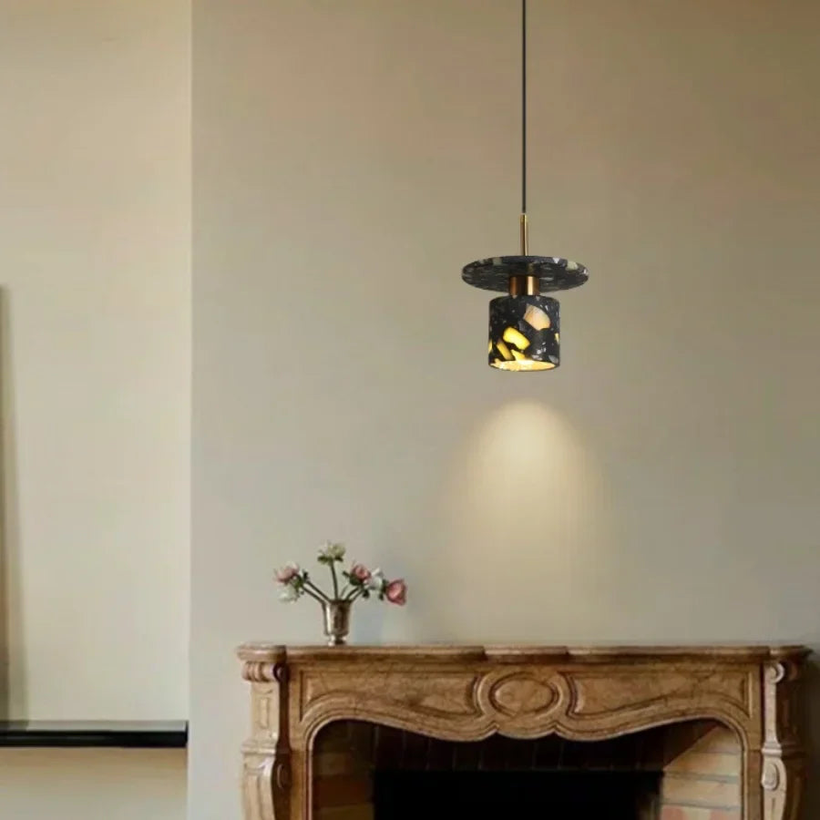 DecorBites™ Black Terrazzo Stone LED Pendant Lamp Modern Nordic Hanging Lights