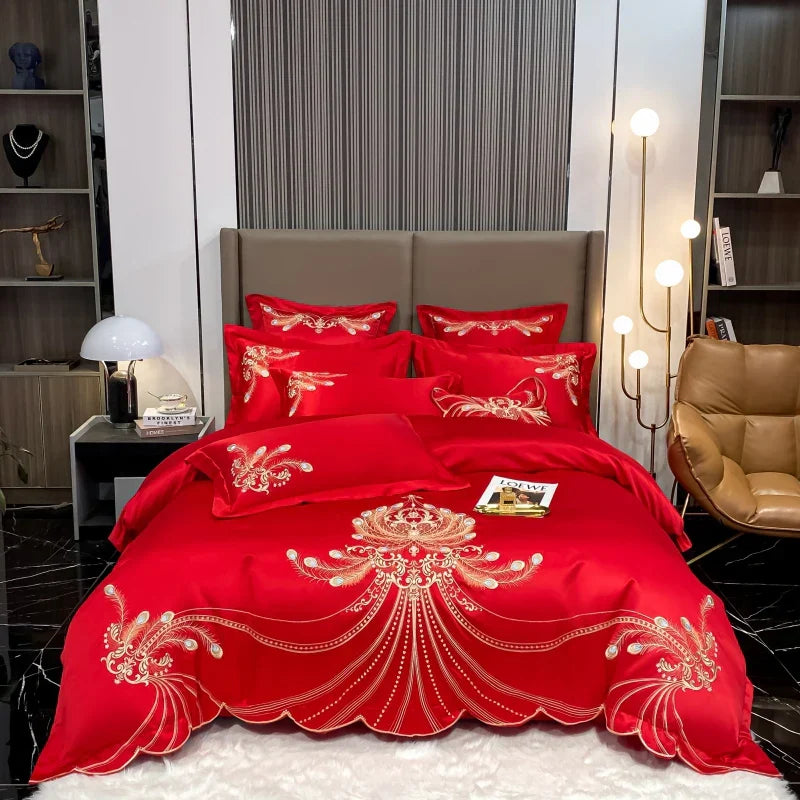 Gold Feather Cotton Bedding