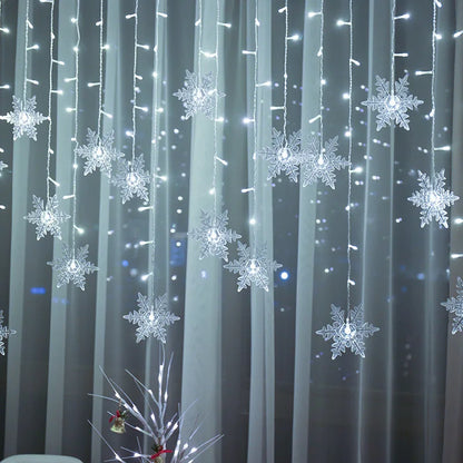 3.2M Christmas Light Led Snowflake Curtain Icicle Fairy String Lights Outdoor Garland Home Party Garden 2023 New Year Decoration