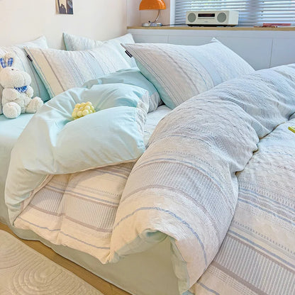 طقم أغطية سرير من قماش الجاكار القطني DecorBites™ - مقاس فردي مزدوج كوين كينج