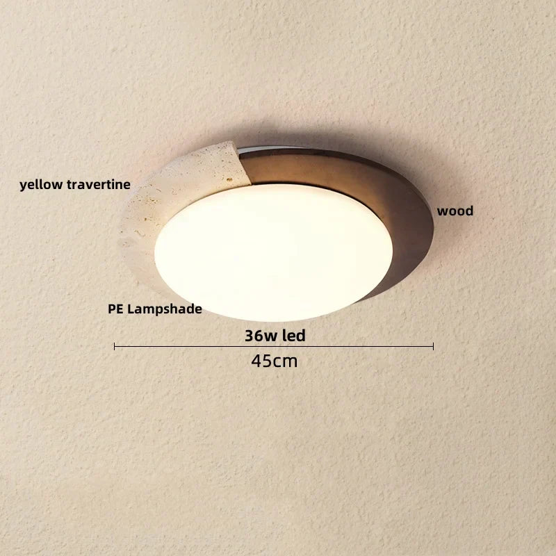 DecorBites™ LED Ceiling Light Fixture Yellow Stone White PE Shade Plafond Lamp
