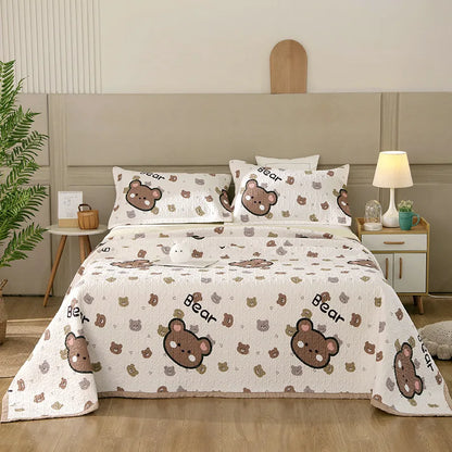 طقم غطاء سرير مزدوج من القطن من DecorBites™ بتصميم زهور لديكور سرير منزلي صحي