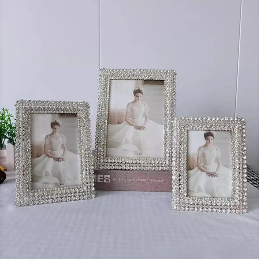 DecorBites™ Diamond Metal Picture Frame: Fashionable Desktop Décor & Birthday Gift