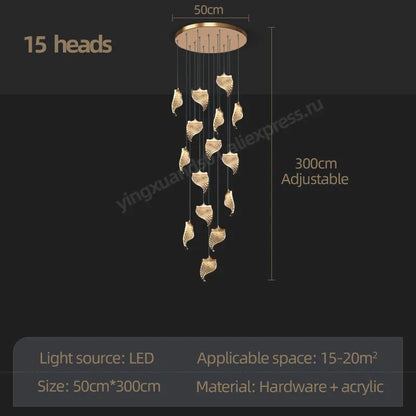 DecorBites™ LED Staircase Chandelier: Modern Loft Lighting Fixture for Living & Dining Room