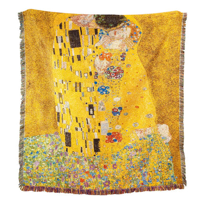DecorBites™ Gustav Klimt The Kiss Art Pattern Cotton Fabric Blanket