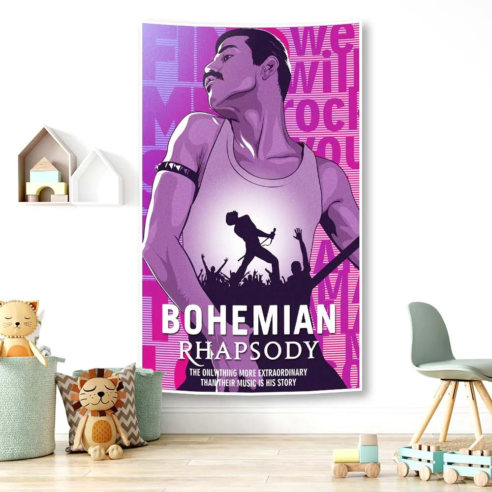 Decobites Vintage Bohemian Rhapsody Tapestry: Rock Festival Home Decor & Hippie Bedside Canvas