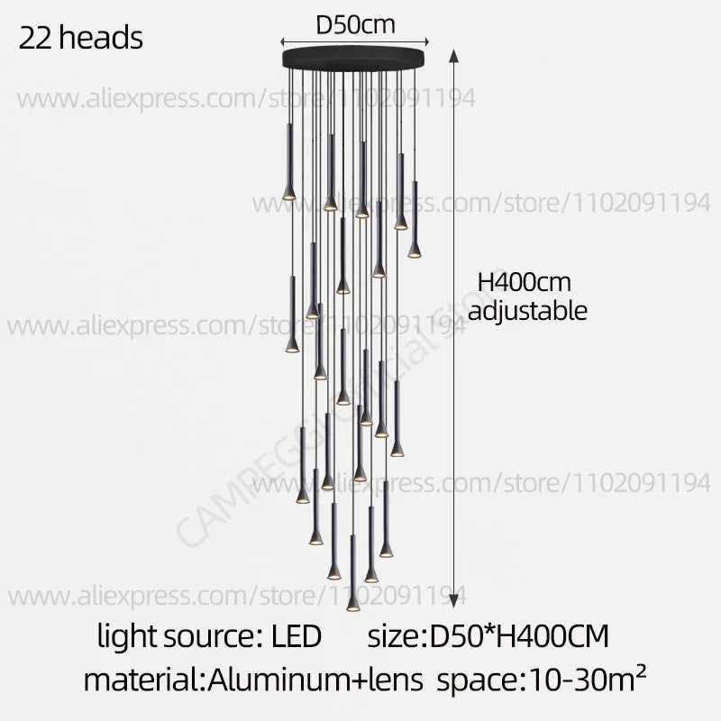 DecorBites™ Horn-Shaped Nordic Pendant Lamp for Modern Living Room and Staircase