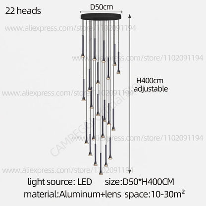 DecorBites™ Horn-Shaped Nordic Pendant Lamp for Modern Living Room and Staircase