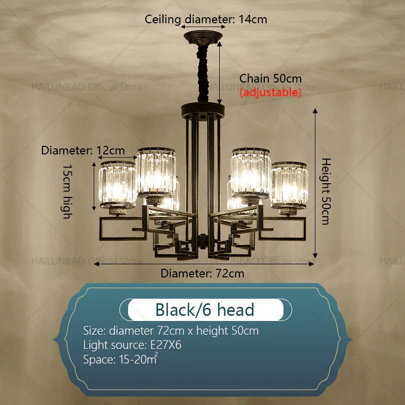 DecorBites™ Crystal Chandelier: Modern Luxury Main Light for Livingroom, Hall, and Restaurant