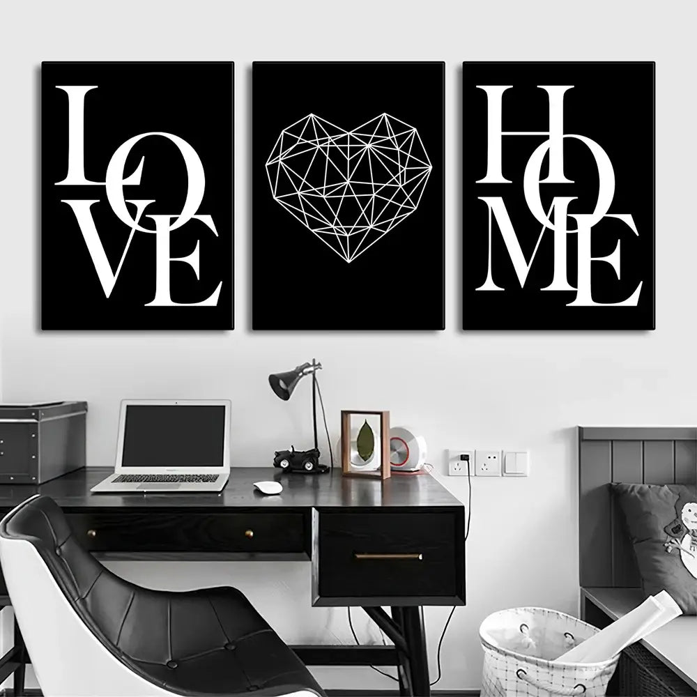 DecorBites™ Nordic Diamond Heart Canvas Prints Set