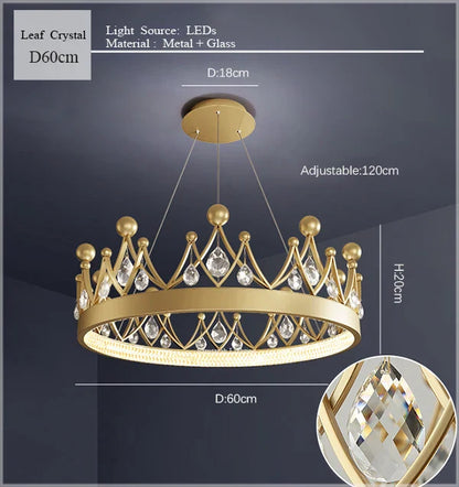 Lámpara colgante de araña de cristal DecorBites™ Crown para decoración de dormitorio y sala de estar