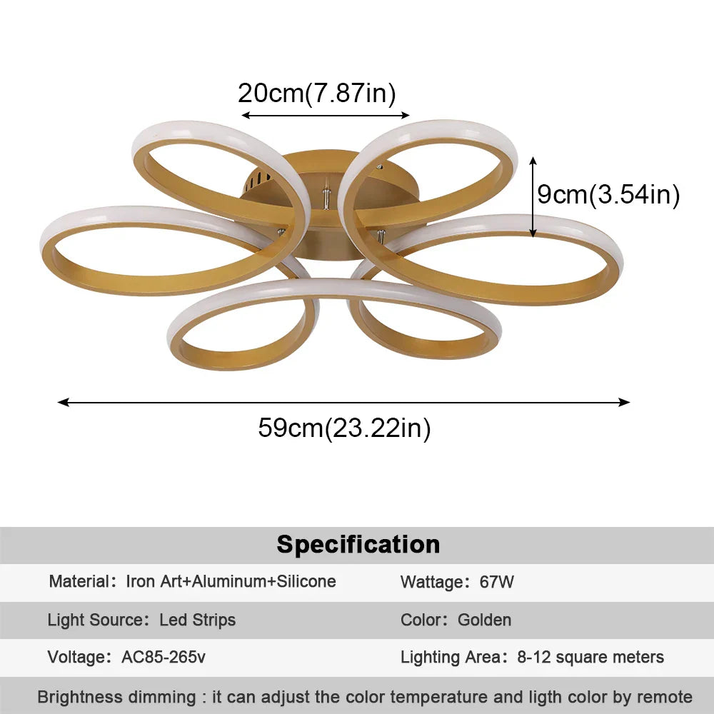 Lámpara de techo LED moderna de colgante de acrílico Flor de Oro™ Decorbites