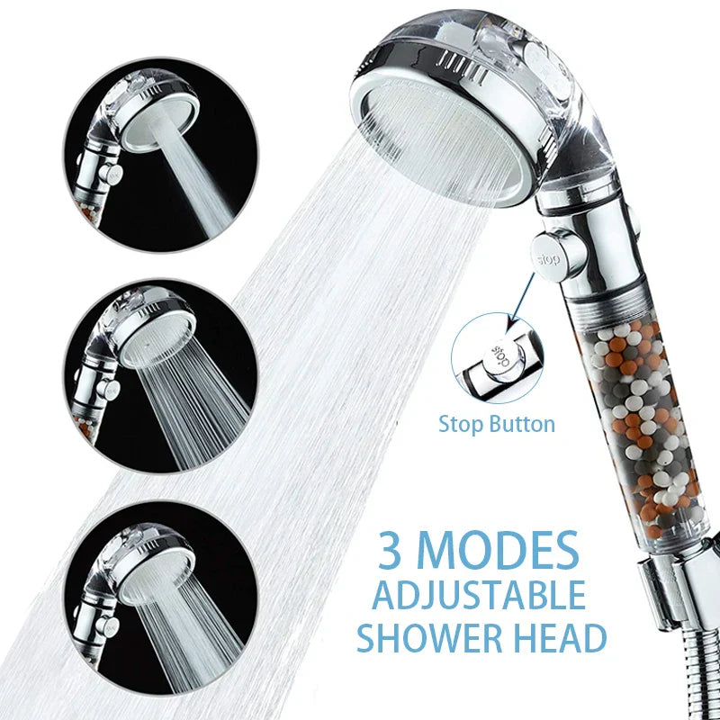DecorBites™ High Pressure Shower Head with 3 Modes and Anion Filter