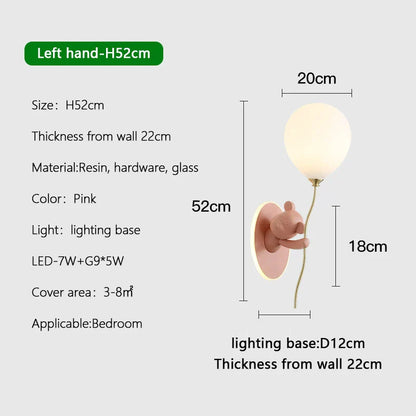 DecorBites™ Cartoon Bear Balloon LED Wall Lamp for Children's Room