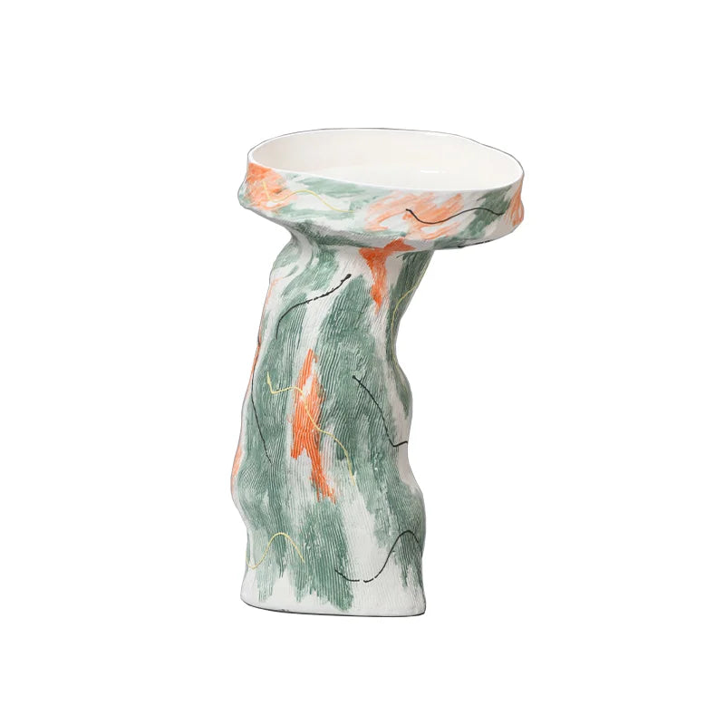 مزهرية خزفية بتصميم تجريدي غير منتظم من DecorBites™ لتزيين المنزل