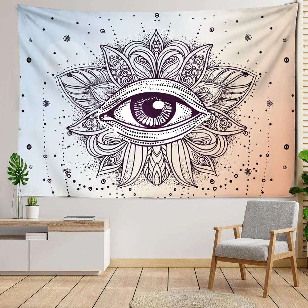 Decobites Orange Eye Tapestry Wall Hanging for Psychedelic Home Decor