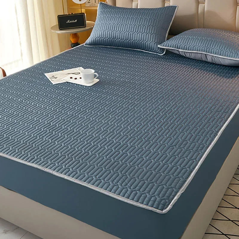 DecorBites™ Cooling Latex Fitted Sheet Set: Soft 3-Layer Mattress Protector for Hot Sleepers