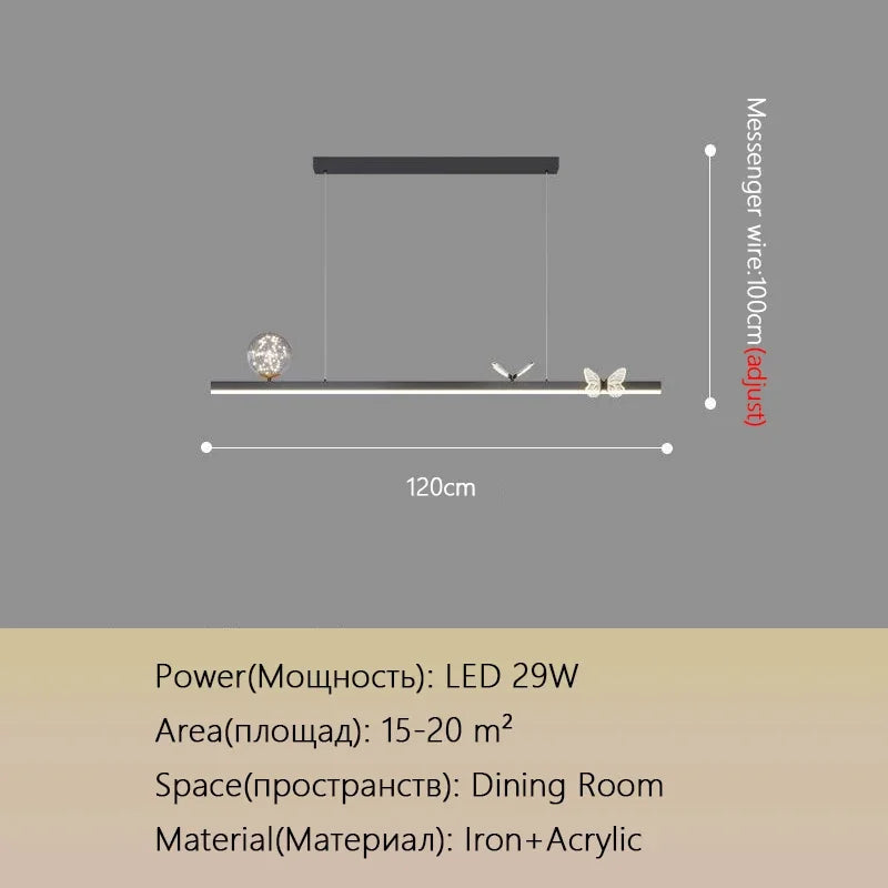 Lámpara de araña Butterfly de DecorBites™: Lámpara colgante moderna y minimalista para comedor, estudio o bar.