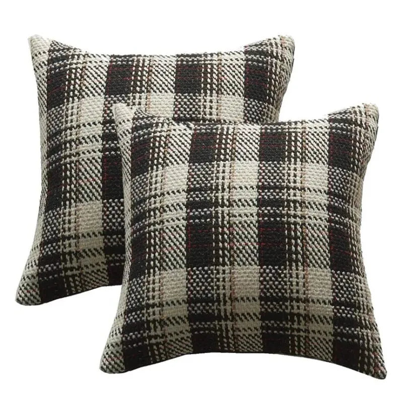 DecorBites™ Buffalo Plaid Cotton Linen Sofa Cushion Cover Pillowcase