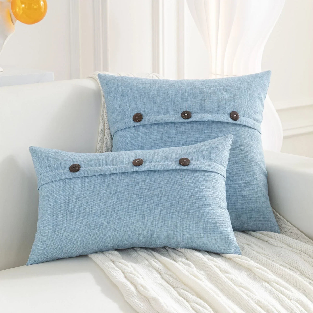Decorbites™ Leinen-Knopf-Sofakissenbezugsset für Wohnzimmer und Bett