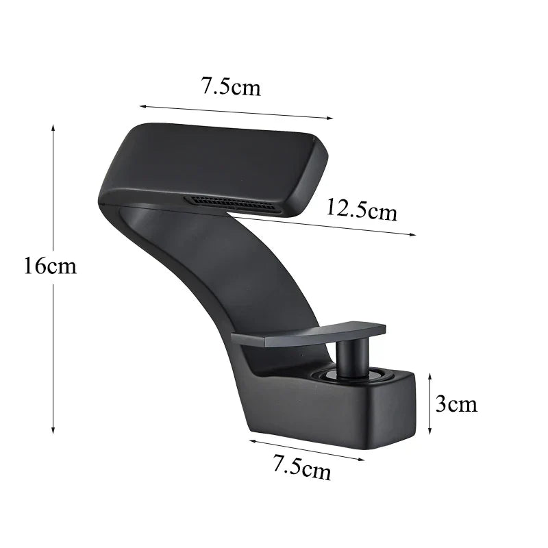 صنبور حوض حمام DecorBites™ أسود اللون مع خلاط ساخن وبارد مثبت على السطح بتصميم بسيط