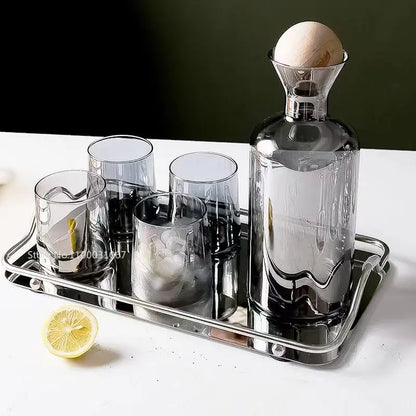 إبريق ماء زجاجي رمادي كهرماني من ديكوربايتس™ بمقبض، وإبريق شاي مقاوم للحرارة وإبريق عصير