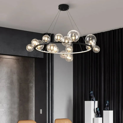 DecorBites™ Clear Glass LED Chandelier: Modern Nordic Hall Parlor Lighting Fixture