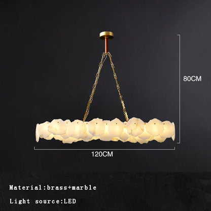DecorBites™ Brass Marble Ceiling Chandelier: Modern Living Room Dining Table Hanging Lamp