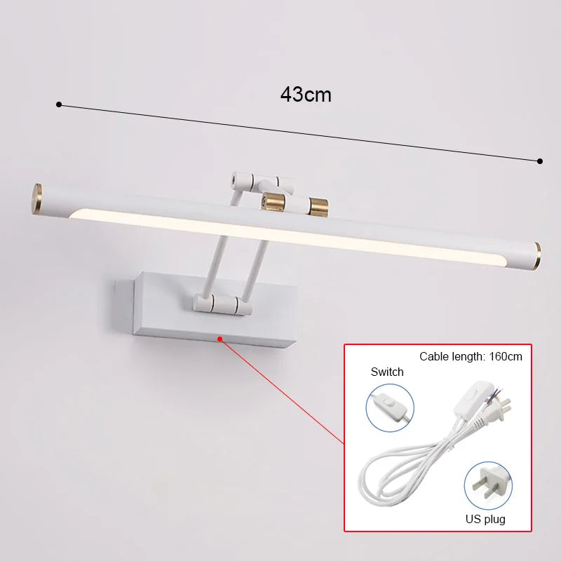 Aplique de pared para baño LED Decorbites™ de 58 cm, iluminación moderna para interior y dormitorio
