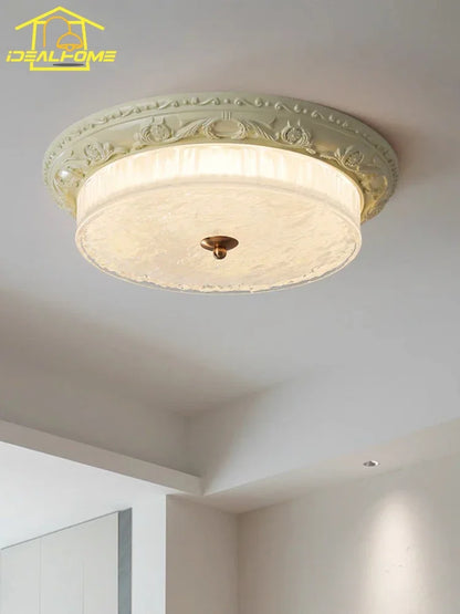 Lámpara de techo DecorBites™ Cream Wind LED de hierro y cristal - Diseño retro, estilo Bauhaus