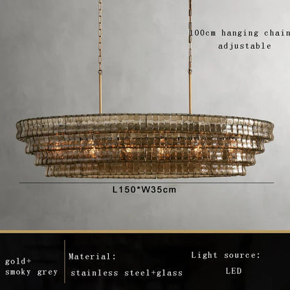 DecorBites™ Brown Glass Pendant Lights for Dining Table Chandelier, Oval Clear Round Suspension Lamp