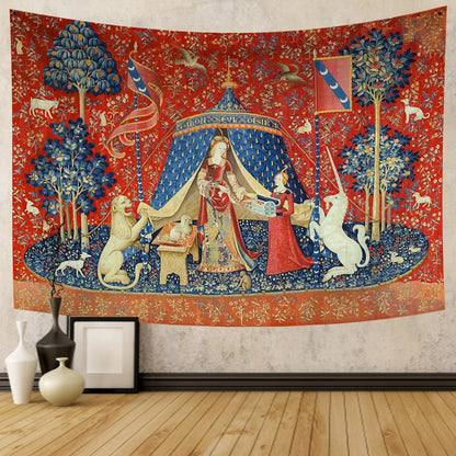 Decobites Tapestry Unicorn Hanging Cloth Medieval Ladies Decor Wall Tapestries