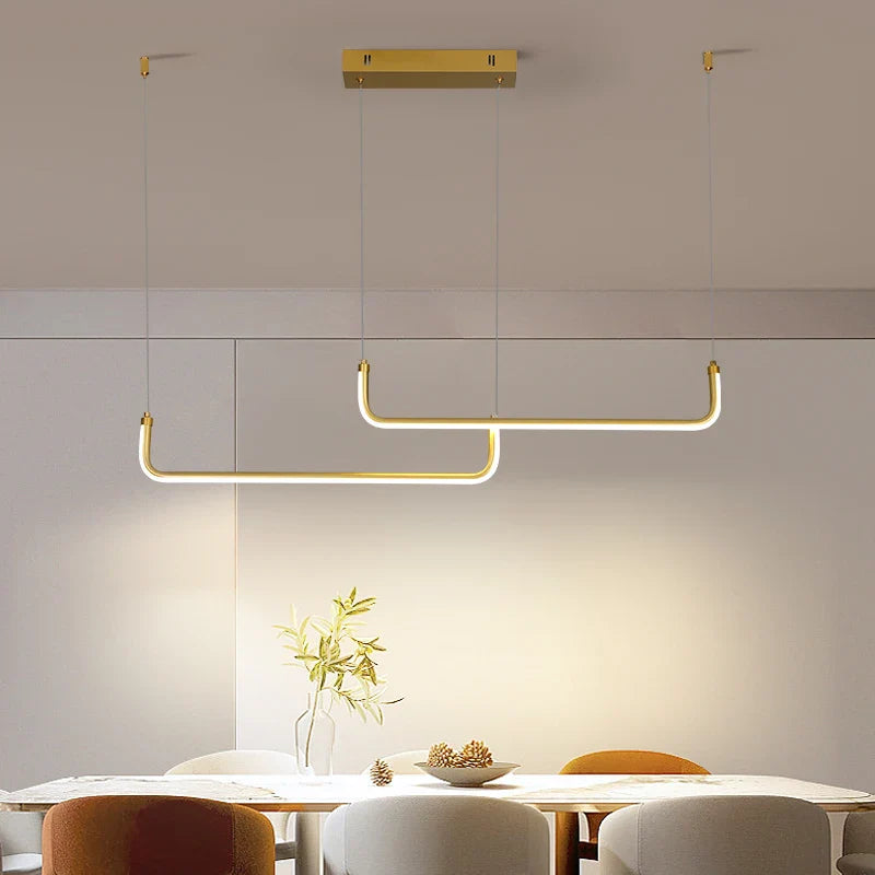 Modern Gold Linear LED Pendant Light