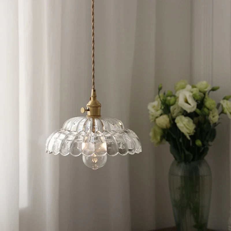 DecorBites™ Glass Flower LED Pendant Light, Adjustable Knob Switch, Modern Design