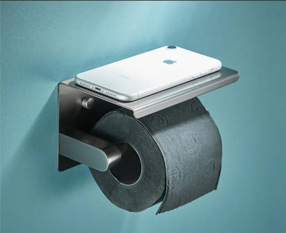 DecorBites™ Grey Bathroom Accessories Set: Paper Holder, Corner Shelf, Towel Rack, Toilet Brush Holder, Towel Holder