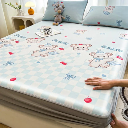 مرتبة DecorBites™ المبردة من الحرير الجليدي - 3 قطع، عالية الجودة، نمط بسيط، مضادة للتجاعيد.