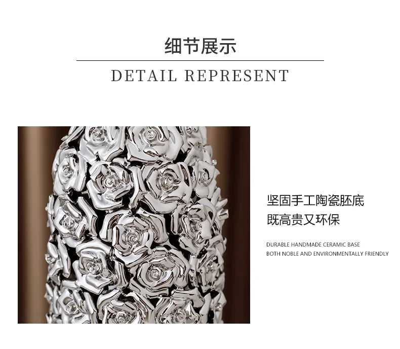 DecorBites™ Elegant Gold Ceramic Rose Vase for Modern Home Decor & Wedding Centerpieces