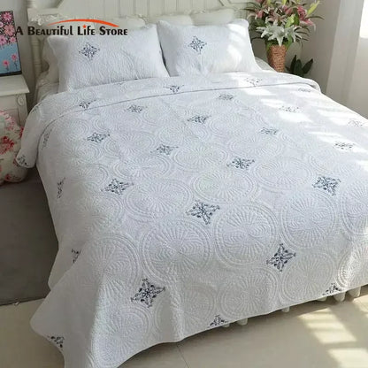 Decobites Cotton Quilted Embroidered Bedspread Set