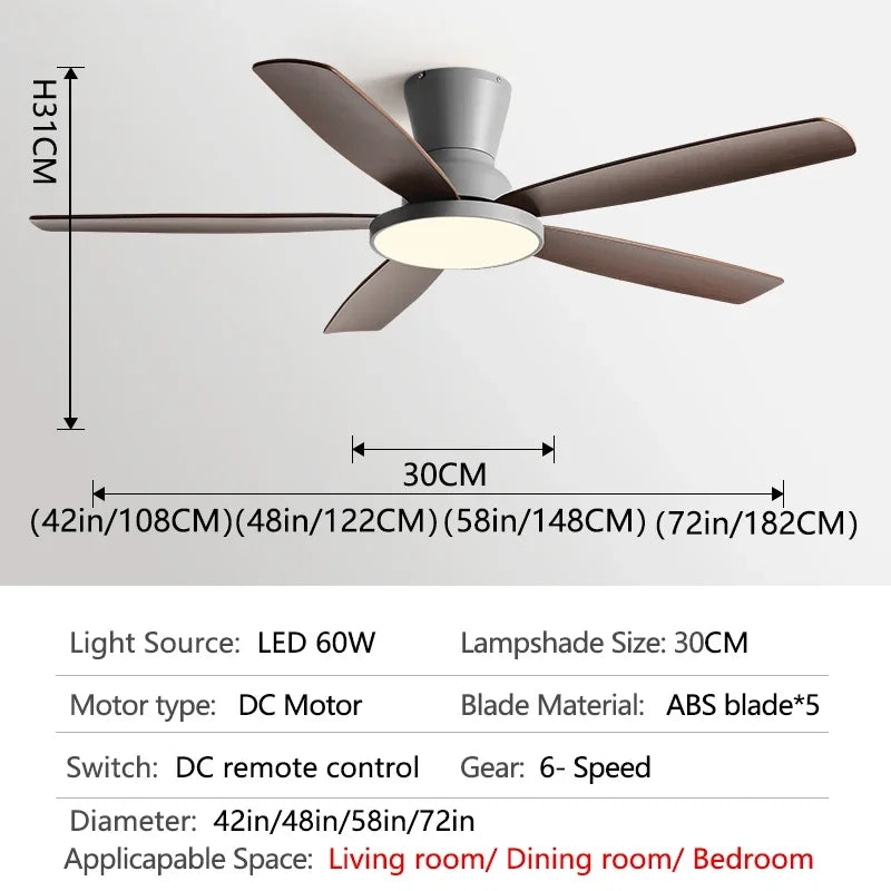 DecorBites™ 72" DC Ceiling Fan Light Remote Control Strong Winds Living Room Mute Chandelier