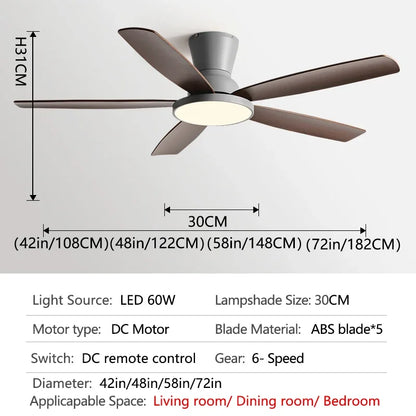 DecorBites™ 72" DC Ceiling Fan Light Remote Control Strong Winds Living Room Mute Chandelier
