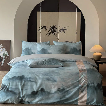 DecorBites™ Chinese Digital Printing Bedding Set - Soft, Washed, Skin-Friendly Duvet Cover Kit
