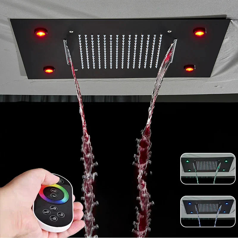 DecorBites™ LED Shower Faucet Ceiling Mount Rainfall Waterfall Head Shower Set