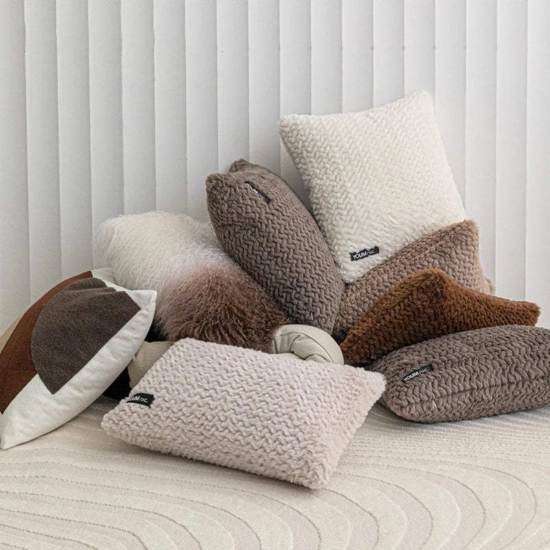 Funda de cojín DecorBites™ con textura geométrica y felpa - Fundas de almohada de estilo nórdico moderno